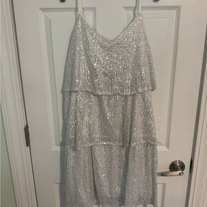 Sparkling Silver Layered Mini Dress